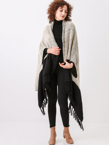 Color Block Tassel Travel Shawl Wrap